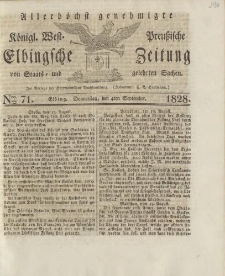 Allerhöchst genehmigte Königl. West-Preußische Elbingsche Zeitung von Staats- und gelehrten Sachen, 1828, Nro.71
