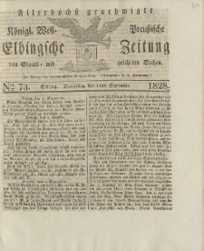 Allerhöchst genehmigte Königl. West-Preußische Elbingsche Zeitung von Staats- und gelehrten Sachen, 1828, Nro.73