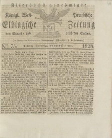 Allerhöchst genehmigte Königl. West-Preußische Elbingsche Zeitung von Staats- und gelehrten Sachen, 1828, Nro.75