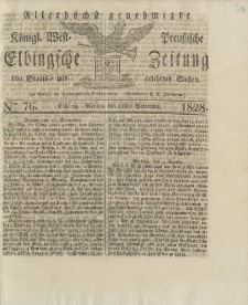 Allerhöchst genehmigte Königl. West-Preußische Elbingsche Zeitung von Staats- und gelehrten Sachen, 1828, Nro.76