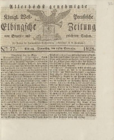 Allerhöchst genehmigte Königl. West-Preußische Elbingsche Zeitung von Staats- und gelehrten Sachen, 1828, Nro.77