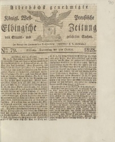 Allerhöchst genehmigte Königl. West-Preußische Elbingsche Zeitung von Staats- und gelehrten Sachen, 1828, Nro.79