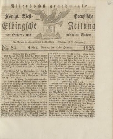 Allerhöchst genehmigte Königl. West-Preußische Elbingsche Zeitung von Staats- und gelehrten Sachen, 1828, Nro.84