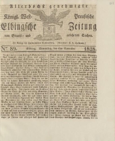 Allerhöchst genehmigte Königl. West-Preußische Elbingsche Zeitung von Staats- und gelehrten Sachen, 1828, Nro.89