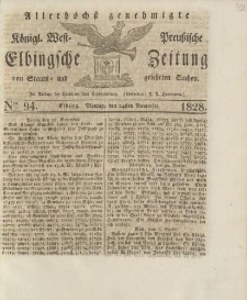 Allerhöchst genehmigte Königl. West-Preußische Elbingsche Zeitung von Staats- und gelehrten Sachen, 1828, Nro.94