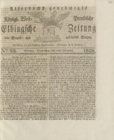Allerhöchst genehmigte Königl. West-Preußische Elbingsche Zeitung von Staats- und gelehrten Sachen, 1828, Nro.99