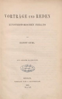 Vorträge und Reden kunsthistorischen Inhalts