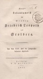Kurzer Lebensumriß des Grafen Friedrich Leopold zu Stolberg