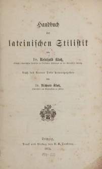 Handbuch der lateinischen Stilistik