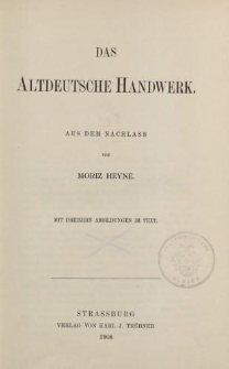 Das altdeutsche Handwerk