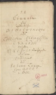 Reditus Bibliothecae de Anno 1746 et sequent