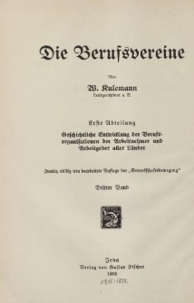 Die Berufsvereine. Dritter Band […]
