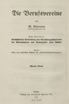 Die Berufsvereine. Vierter Band […]