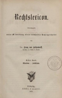 Rechtslexicon […] Erster Band