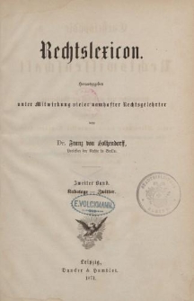 Rechtslexicon […] Zweiter Band