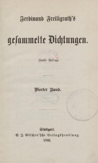 Ferdinand Freiligrath’s gesammelte Dichtungen. Vierter Band