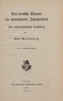 Das deutsche Theater im neunzehnten Jahrhundert