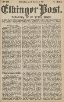 Elbinger Post, Nr.213 Donnerstag 13 September 1877, 4 Jh