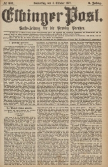 Elbinger Post, Nr.231 Donnerstag 4 Oktober 1877, 4 Jh