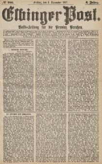 Elbinger Post, Nr.256 Freitag 2 November 1877, 4 Jh