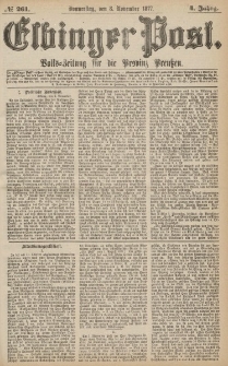 Elbinger Post, Nr.261 Donnerstag 8 November 1877, 4 Jh