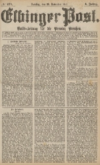 Elbinger Post, Nr.271 Dienstag 20 November 1877, 4 Jh