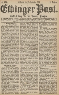 Elbinger Post, Nr.272 Mittwoch 21 November 1877, 4 Jh