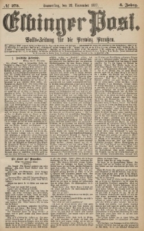 Elbinger Post, Nr.273 Donnerstag 22 November 1877, 4 Jh