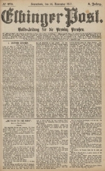 Elbinger Post, Nr.275 Sonnabend 24 November 1877, 4 Jh