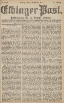 Elbinger Post, Nr.276 Sonntag 25 November 1877, 4 Jh
