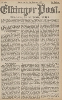 Elbinger Post, Nr.279 Donnerstag 29 November 1877, 4 Jh
