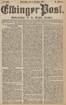 Elbinger Post, Nr.285 Donnerstag 6 Dezember 1877, 4 Jh