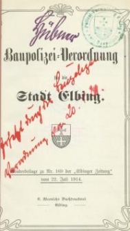 Baupolizei-Verordnung für die Stadt Elbing, 1914