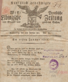 Elbingsche Zeitung, No. 1 Donnerstag, 2 Januar 1812