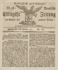 Elbingsche Zeitung, No. 12 Montag, 10 Februar 1812
