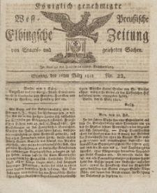 Elbingsche Zeitung, No. 22 Montag, 16 März 1812