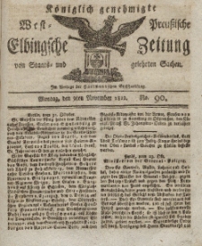 Elbingsche Zeitung, No. 90 Montag, 9 November 1812