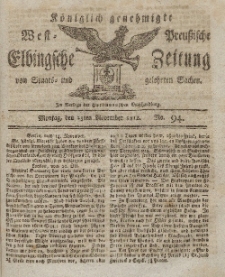 Elbingsche Zeitung, No. 94 Montag, 23 November 1812