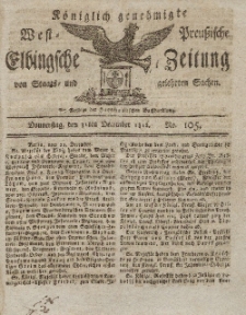 Elbingsche Zeitung, No. 105 Donnerstag, 31 Dezember 1812
