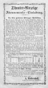 Theater-Anzeige und Abonnements-Einladung (22.X.1854)