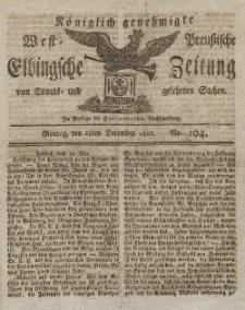 Elbingsche Zeitung, No. 104 Montag, 28 Dezember 1812