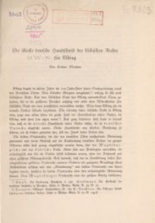 Die älteste deutsche Handschrift des Lübischen Rechts für Elbing