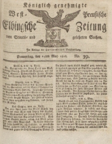Elbingsche Zeitung, No. 39 Donnerstag, 14 Mai 1812
