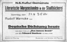 Deutsche Dichtung heute aus dem Kreis um "Das innere Reich" und asu Eduard Stucken