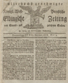 Elbingsche Zeitung, No. 3 Donnerstag, 8 Januar 1818