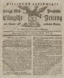 Elbingsche Zeitung, No. 4 Montag, 12 Januar 1818