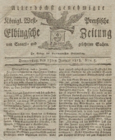 Elbingsche Zeitung, No. 5 Donnerstag, 15 Januar 1818