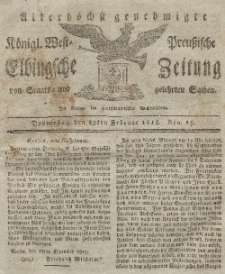 Elbingsche Zeitung, No. 15 Donnerstag, 19 Februar 1818