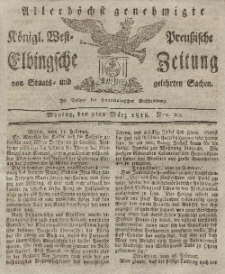Elbingsche Zeitung, No. 20 Montag, 9 März 1818