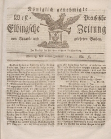 Elbingsche Zeitung, No. 5 Montag, 18 Januar 1813